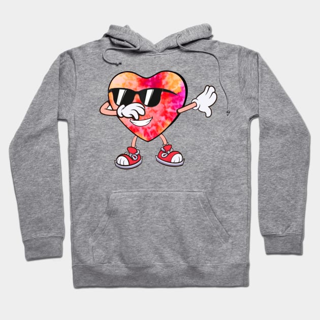 Dabbing Tie Dye Pink Heart Valentines Love Dab Dance Girls Hoodie by Studio Hues